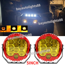 2PCS 5" inch Round LED Work Lights Bar Amber DRL Pods Fog Lamp Offroad Driving