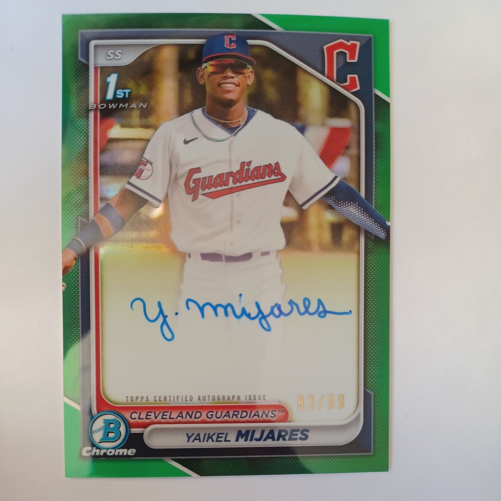 2024 Bowman Chrome 1st Yaikel Mijares Green Refractor Auto /99 Guardians