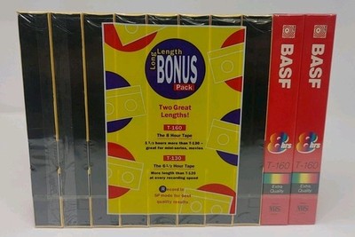 New Sealed BASF T-130 T-160 Blank VHS Tapes/Video Cassettes 10-pack