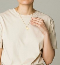 Unicorn Goldtone Stainless Steel Necklace Earrings Set 18in Pendant NWT