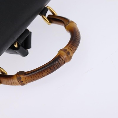 GUCCI Bamboo Backpack Leather Black Gold 003 1705 0030 Auth  display picture 2