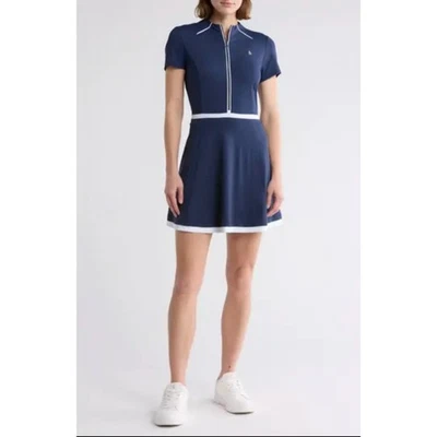 Golfkleid Pinguin dunkelblau paspeliert halber Reißverschluss Tennis XL Athleisure adrett sportlich - Bild 1 von 4