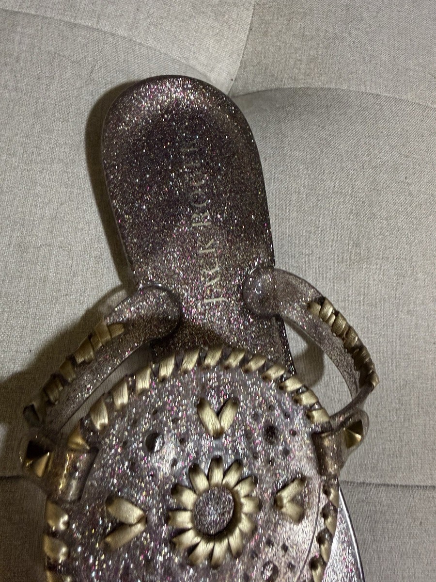 Jack Rogers Women's Gold Glitter Thong Sandals Slip On US 10 Lightweight View 6