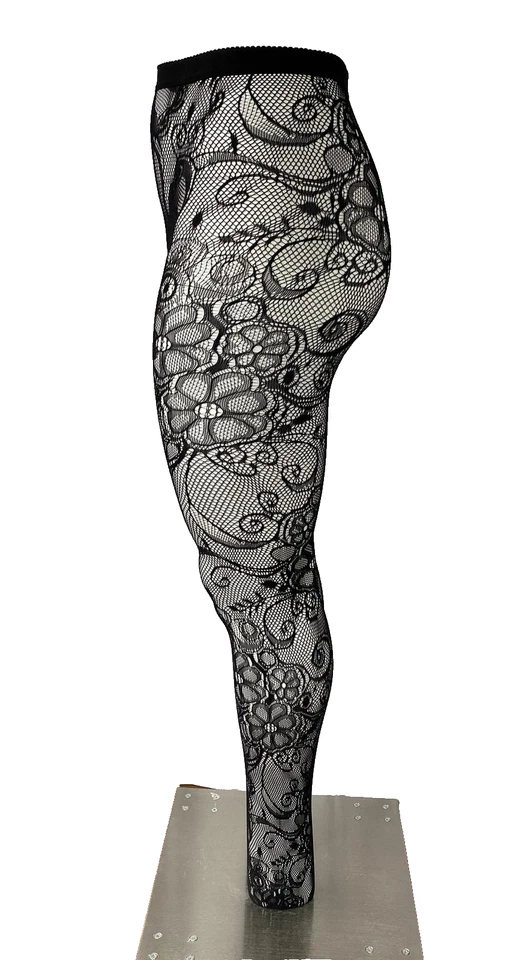 Pantimedias Stella Elyse de rejilla floral talla grande, flores caprichosas enredaderas, 15Q Foto 4 de 4