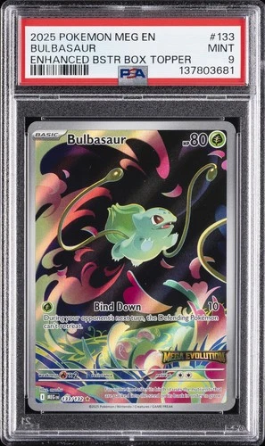 2025 POKEMON MEG EN-MEGA EVOLUTION ENHANCED BOOSTER BOX TOPPER BULBASAUR PSA 9