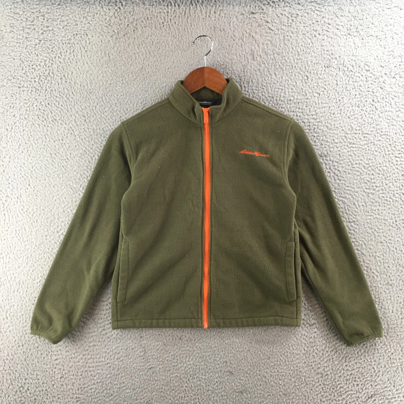 Eddie Bauer Fleece Jacket Youth M 10/12 Green Full Zip Polyester Long Sleeve