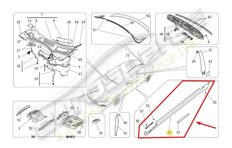 14-20 Maserati Ghibli 3.0L Left Side Rocker Molding Cover Panel 673002659 *ReaD*