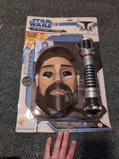 Star Wars Obi Wan Kenobi Costume Accessory Kit Boy Child Light Sabre Mask Cloak