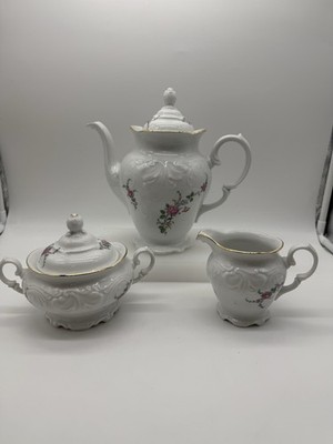 Royal Kent Poland Floral Coffee pot Creamer & Sugar w/extra Blue Flowers MINT