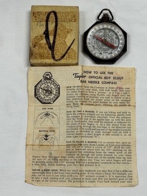 Boy Scouts of America Bar Needle Compass Taylor No 1075  W/ Box & Instructions
