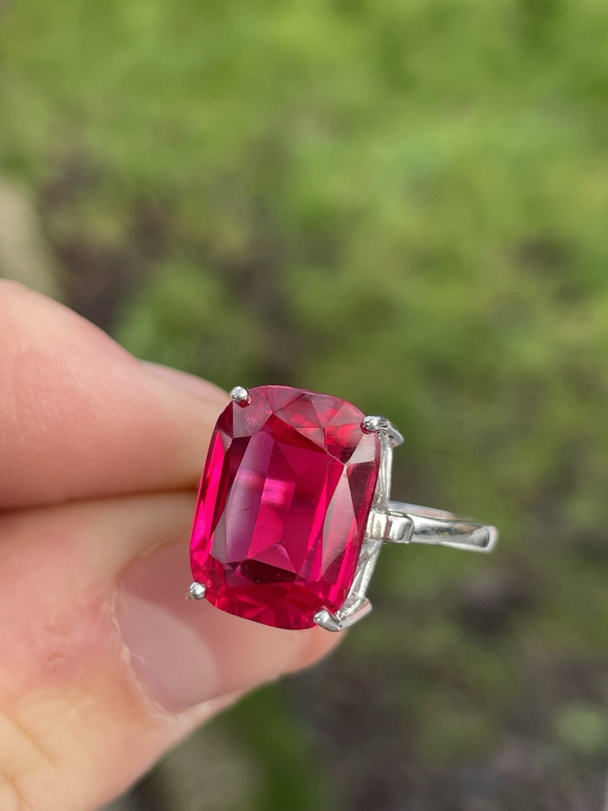 Silver Ruby 5ct Solitaire Ring, 925 Large,  4.5g - image 3