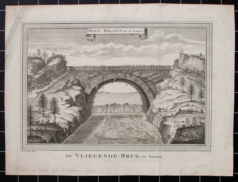 Jakob van der Schley Pont Volant Vliegende-Brug Buchillustration Kuferstich 1779 - Bild 2 von 4
