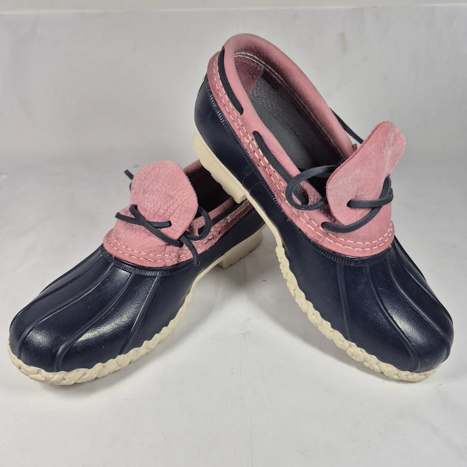 L.L. Bean Women's Boots Rubber Mocs Blue Pink Waterproof 9.5 - Image 2 of 4