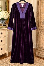 Vintage Oscar de la Renta Pink Label Purple Velour V-Neck Zip Nightgown L