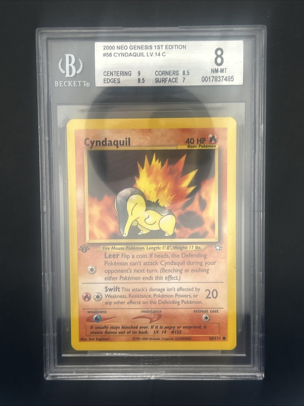 🌟BGS 8🌟 1st Edition Cyndaquil 56/111 Neo Genesis