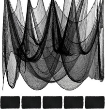 5Pcs Halloween Creepy Cloth 30 80Inch, Scary Halloween Fabric Gauze, Black Creep