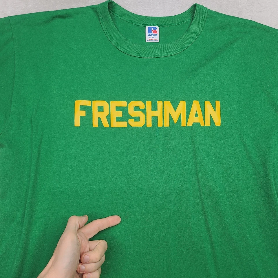 Camiseta De Colección Russell Athletic FRESHMAN College Frat Años 80 Para Hombre Grande HECHA EN EE. UU. Foto 3 de 4