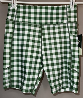Tnuck Sport Green Trellis Gingham 6 Inch Ava Bike Short - Size Small