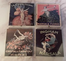 French Wine Advertising Posters Glass Framed Vintage Art