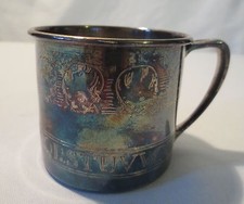 Vintage Oneida Silverplate Babies ABC Baby Child Youth Cup Mug Gold Wash inside