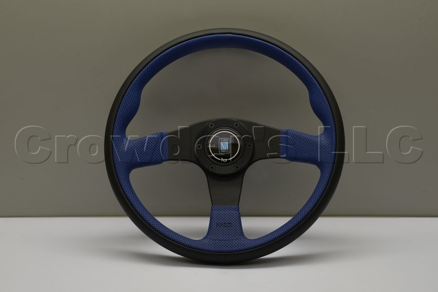 Nardi Twin Line Steering Wheel - 350mm - Black Leather / Blue