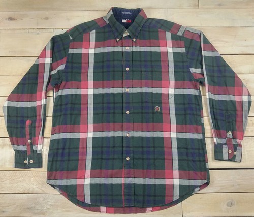 Vintage TOMMY HILFIGER Plaid Long Sleeve Button Down Pocket Flannel Shirt Size L - Bild 1 von 7
