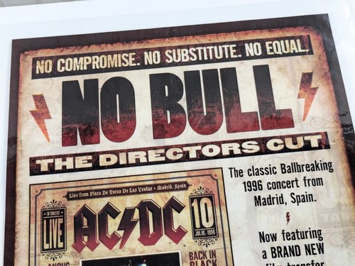 AC/DC No Bull Director’s Cut 2008 Ad Laminated Classic Rock Concert DVD Poster - Picture 3 of 6