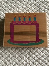 posh impressions birthday cake frame wood rubber stamp Dee Gruenig