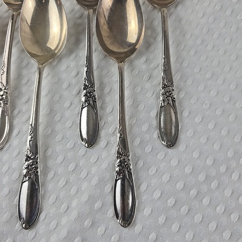 Oneida Community Silverplate White Orchid Set of 7 Table Spoons Mid Century 50s - Picture 3 of 11