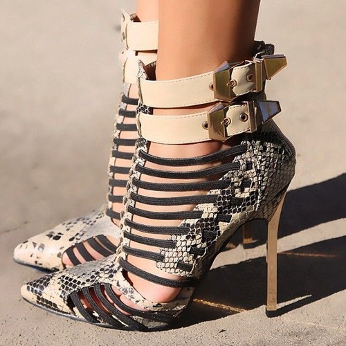 PRIVILEGED Nude SnakeSkin Strappy 