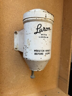 #ad VTG LURON BORAX Dry Soap Dispenser White Enamel Wall Gas Station Bathroom Hand $147.99