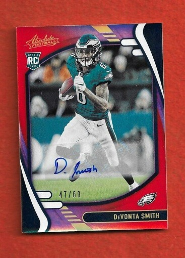 2021 DEVONTA SMITH PANINI ABSOLUTE SIGNATURE SPECTRUM ORANGE ROOKIE AUTO #47/60