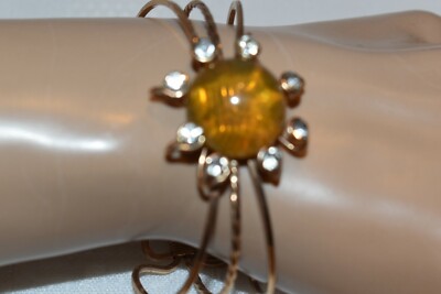 Gold Tone Sparkling Sun Cuff Bracelet