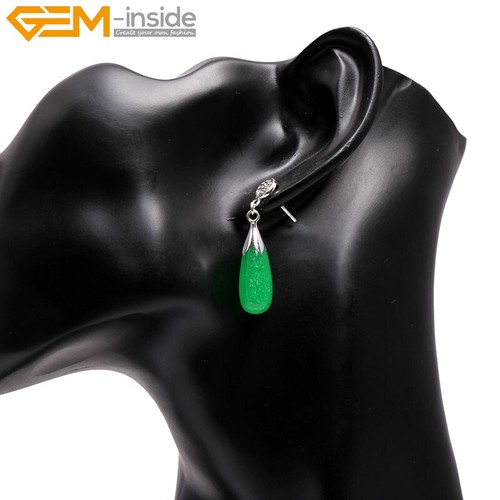 Assorted Stone Silver-plated Studs Hook Earrings Party Teardrop Women Gift - Picture 9 of 48