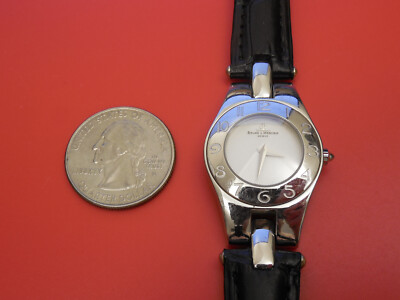 BAUME MERCIER SOLID STEEL 24MM LINEA DRESS WATCH WITH ARABIC BEZEL