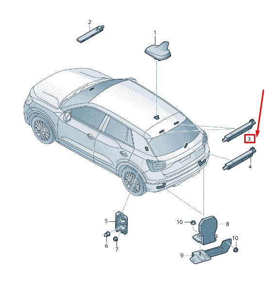 Amplificateur d'antenne supérieur droit Audi Q2 GA 81A035225A