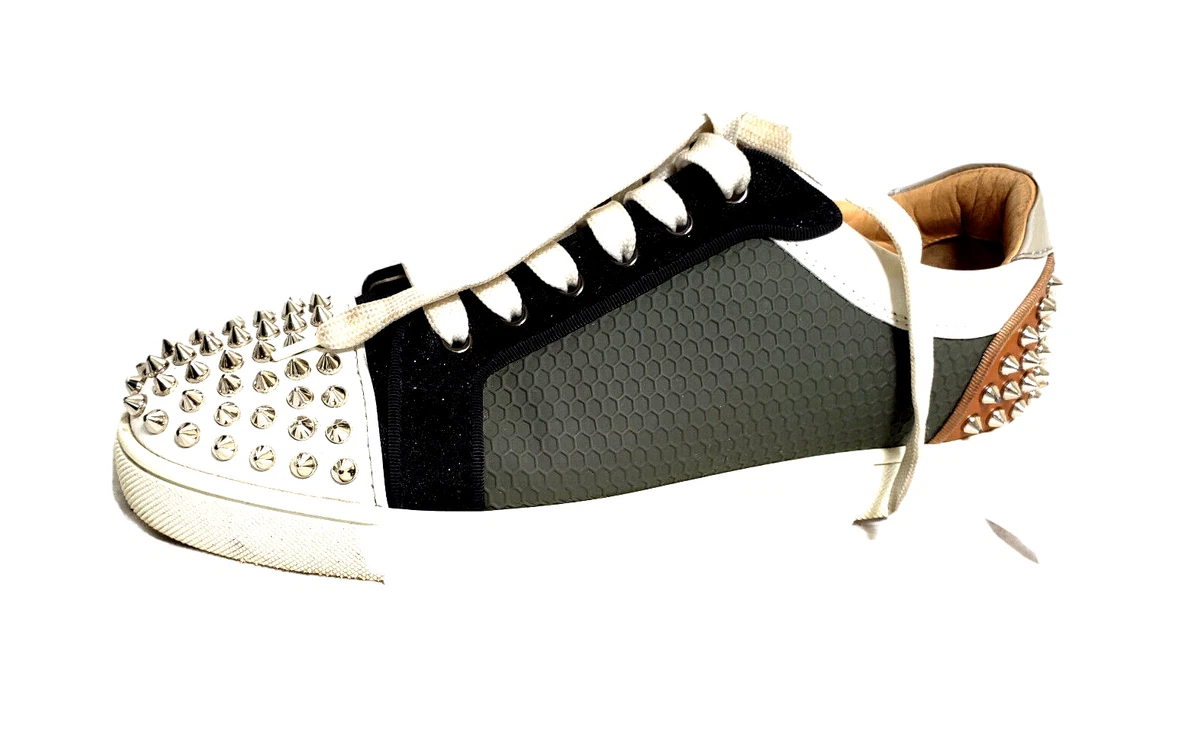 Christian Louboutin Louis Spiked Leather Sneakrs in White for Men