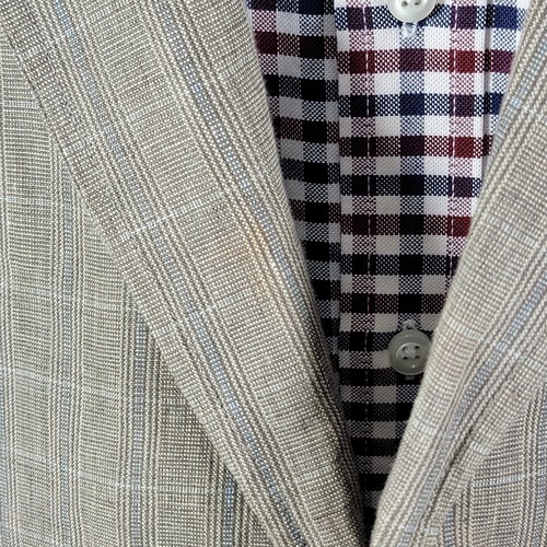 Tasso Elba Men's Sport Coat Blazer Two Button 100% Linen Brown Plaid Sz XL - Picture 7 of 19