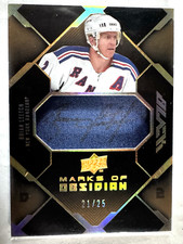 2008-09 UD BLACK BRIAN LEETCH MARKS OF OBSIDIAN GOLD AUTO JERSEY #MO/BL #/25