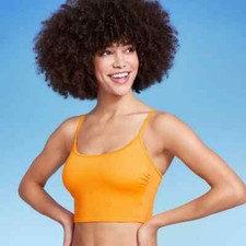 Wild Fable Women's Ribbed Longline Bralette Bikini Top Orange Size XS 0-2 