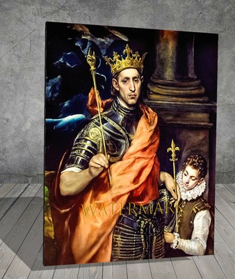 El Greco Louis König von Frankreich PORTRÄT GESCHICHTE GERAHMT LEINWANDMALEREI KUNST 279