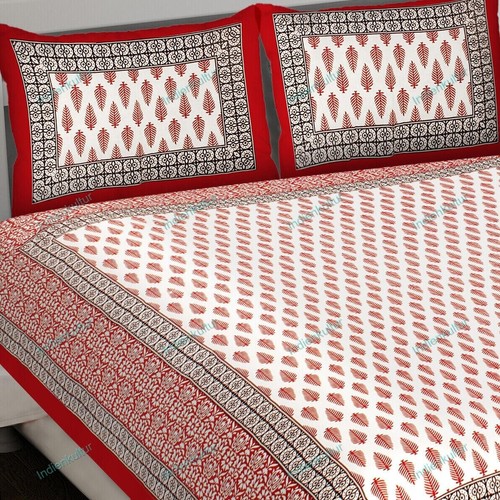 Attrative Design Geometric Printed Cotton Double Bed Sheet With 2 Pillow Cover - Picture 5 of 8