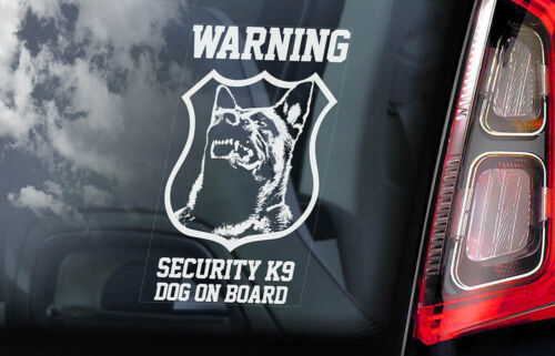WARNING Security K9 Sticker, Belgian Malinois Dog Car Stickers Window Decal -V08 - Afbeelding 1 van 1