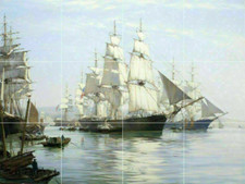 sail ships boats clippers explorer nautical ceramic tile mural backsplash