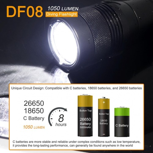 SecurityIng LED Diving Flashlight Waterproof Scuba Torch Lamp 150m Underwater - Picture 2 of 12