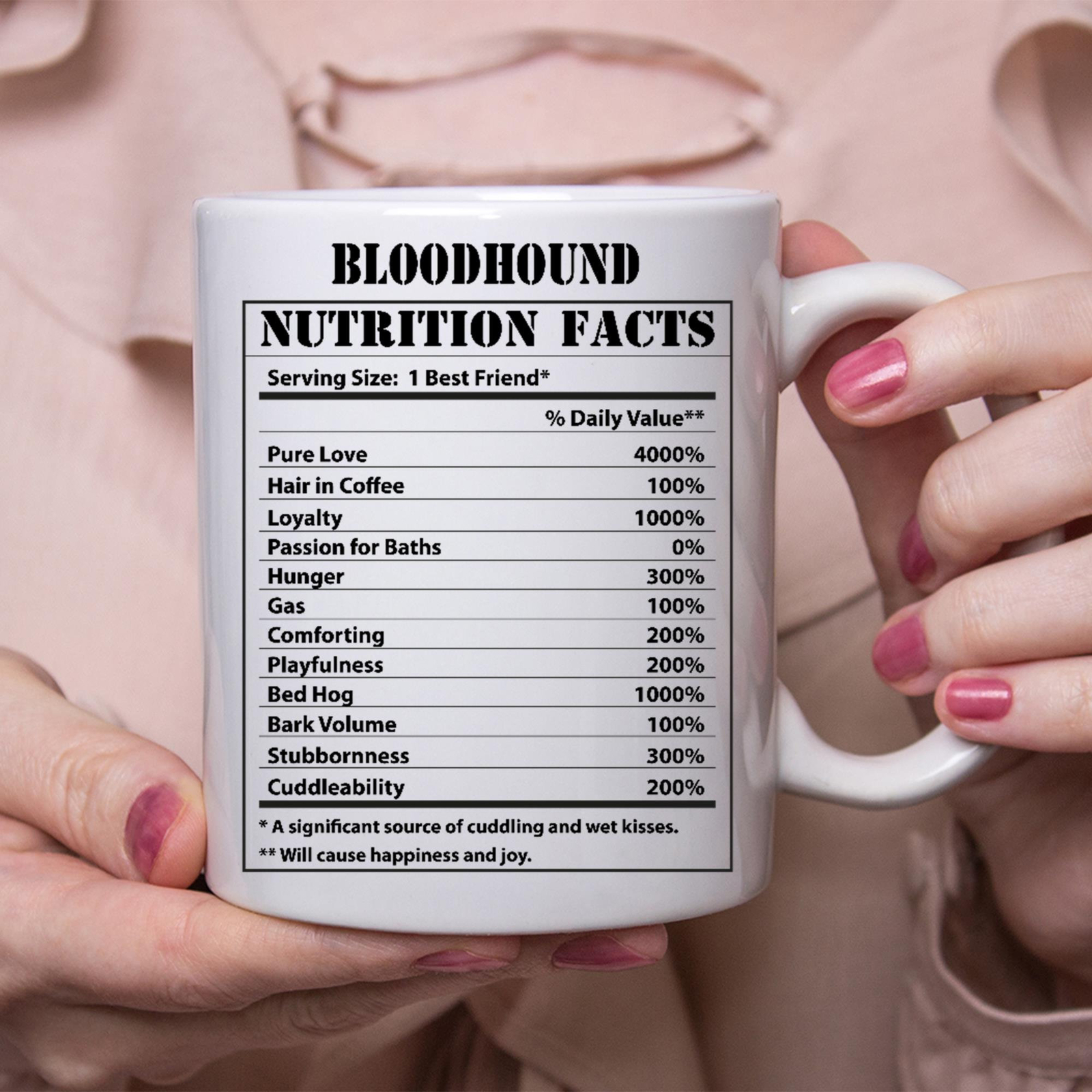 Funny Bloodhound Dog Lover Gift with Nutritional Facts Coffee Mug  