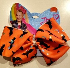NEW JOJO SIWA orange HALLOWEEN HAIR BOW black bats silver stars girls women CUTE
