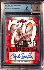 2018 LEAF 70TH ANNIVERSARY AUTO RED: CLYDE DREXLER #1/1 HOF BGS 9 AUTOGRAPH 10