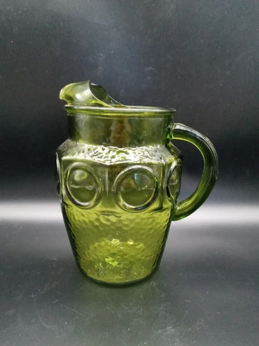 VTG Anchor Hocking Avocado Green Heritage Hill Bullseye Pitcher