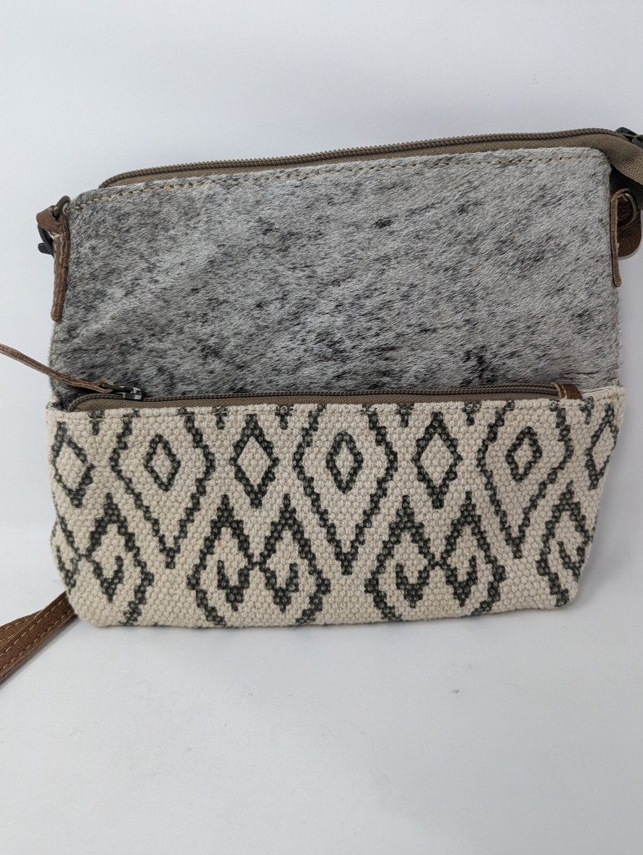 Myra Bag Upcycled Canvas Leather Hair-On Hide Small  display picture 1